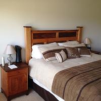 Cherry and Walnut frame and panel bed