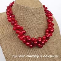 Shades of Red Crochet Wire and Beaded necklace - Project by Top Shelf Jewellery & Accessories