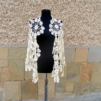 Crochet Wedding Shawl, Bridal Champagne Shawl, Bridesmaid Wrap, Lace Bridesmaid Fashion  - Project by etelina