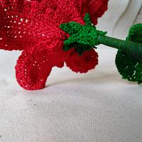 Chevron Red Hibiscus Crochet Flower