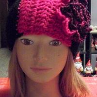 Hot pink and black earwarmer - Project by Sam Remesz