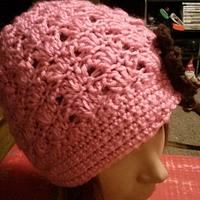 Stitches week 1  pink and brown girls hat