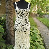 Crochet Dress, Summer Lace Dress, Lace Champagne Dress, Exclusive Handmade Dress - Project by etelina