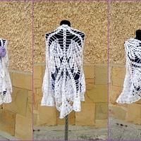 Crochet Wedding Shawl, White Wedding shawl , Crochet lace shawl, Lovely crochet bride shawl 