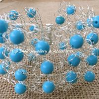 Turquoise Beaded Wire Cuff Bracelet