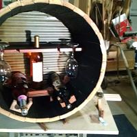 wine barrel turn to wine holder