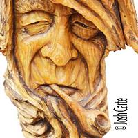 Pipe Smoking Hemlock Face Carving