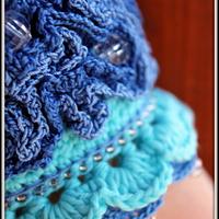 Crochet cuff bracelet in sea colors