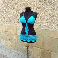 Crochet Beach Top, Turquoise Summer Beachwear, Summer Crochet Top, Crochet Turquoise suit, - Project by etelina