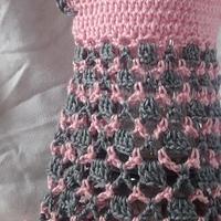 FREE SHIPPING, Baby girl, pink and gray dress, handmade crocheted baby, girl clothes, Spring dress,