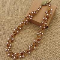 Champagne Pearl Crochet Wire and Beaded Necklace