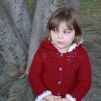 Little Crimson Hooded Crochet Sweater