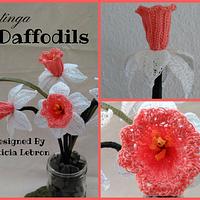Crochet Cotinga Daffodils (Pink Species) - Project by Flawless Crochet Flowers