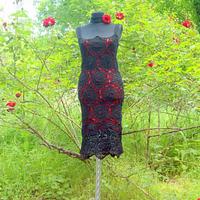 Crochet Black Dress, Black Lace Dress, Crochet Dress, Summer Dress , Crochet Resort Dress