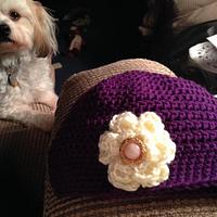 Ladies Beanie hat with flower. - Project by Kimberly