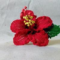 Chevron Red Hibiscus Crochet Flower - Project by Flawless Crochet Flowers