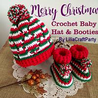 Christmas Baby Set Crochet Hat and Booties! - Project by Liliacraftparty