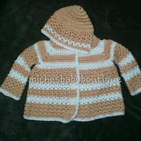 Orange and white cardigan - Project by michesbabybout