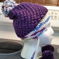 Earflap Beanies with Pompoms