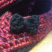 Cranberry Slippers with Black Bows