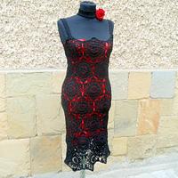 Crochet Black Dress, Black Lace Dress, Crochet Dress, Summer Dress , Crochet Resort Dress