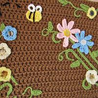 Bumble Bee In Flower Garden Crochet Painting