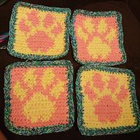 Paw print coaster set - Project by Down Home Crochet