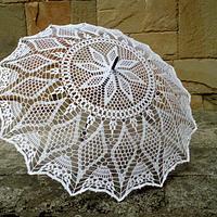 Lace Parasol, Crochet Wedding Umbrella, White Victorian Umbrella, Romantic Wedding - Project by etelina