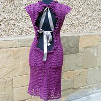 Crochet Women Dress, Darkmagenta Dress,  Crochet Lace Dress, Cocktail Crochet Dress