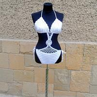 White Crochet Swimsuit, Crochet Swimwear, Summer Swimsuit, Beach wear, White Cotton Swimwear, 