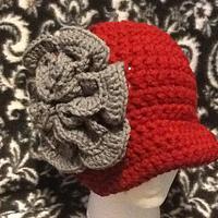 Granny square hat and brim hat with flowers