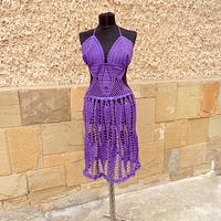Crochet Purple Dress, Purple Handmade Dress, Summer Beach, Lace Dress, Summer Lace Tunic