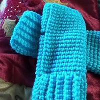 Teal short fingerless mittons for hubby