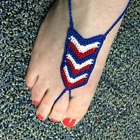 Red, White and Blue Chevron Barefoot Sandal - Project by Alana Judah