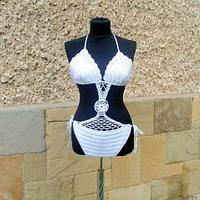 White Crochet Swimsuit, Crochet Swimwear, Summer Swimsuit, Beach wear, White Cotton Swimwear,  - Project by etelina