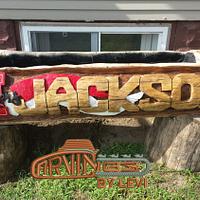 chainsaw carved log sign - Project by Carvings by Levi