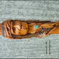 Carved Walking Cane Native American Chief Geronimo Handcarved Indian 