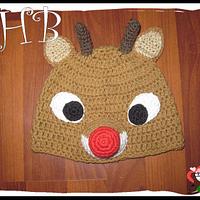 Red Nosed Reindeer Crochet Hat - Project by Heather Macias