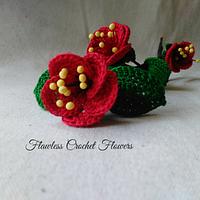 Red Cherry Blossoms - Project by Flawless Crochet Flowers
