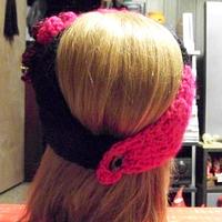 Hot pink and black earwarmer