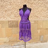 Crochet Purple Dress, Purple Handmade Dress, Summer Beach, Lace Dress, Summer Lace Tunic