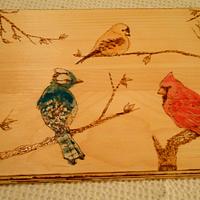 Three Birds Pyrography Art with Watercolor - Project by CharleeAnn