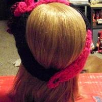 Hot pink and black earwarmer