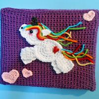 Rainbow Unicorn Crochet Painting with Hearts - Project by CharleeAnn