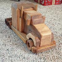 Wooden toy rig w/flatbed