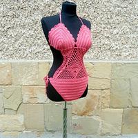 Swimwear Crochet, Crochet Swimsuit, Coral Swimsuit, Crochet Monokini Bikini Summer Pool Party