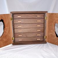Walnut Jewelry Cabinet with Bookmatched Cherry Doors