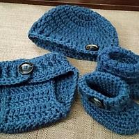 Sweet Little Diaper Cover, Hat & Bootie Set