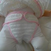 dress; back of diaper cover; front of diaper cover