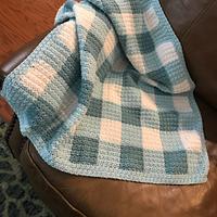 Crocheted baby gingham blanket 